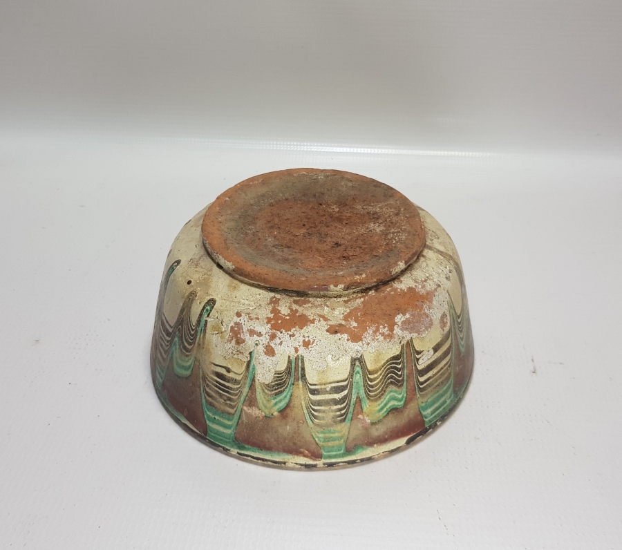 OSMANLI DÖNEMİ NADİR AKITMA FİGÜRLÜ BÜYÜK BOY KINIK KASE