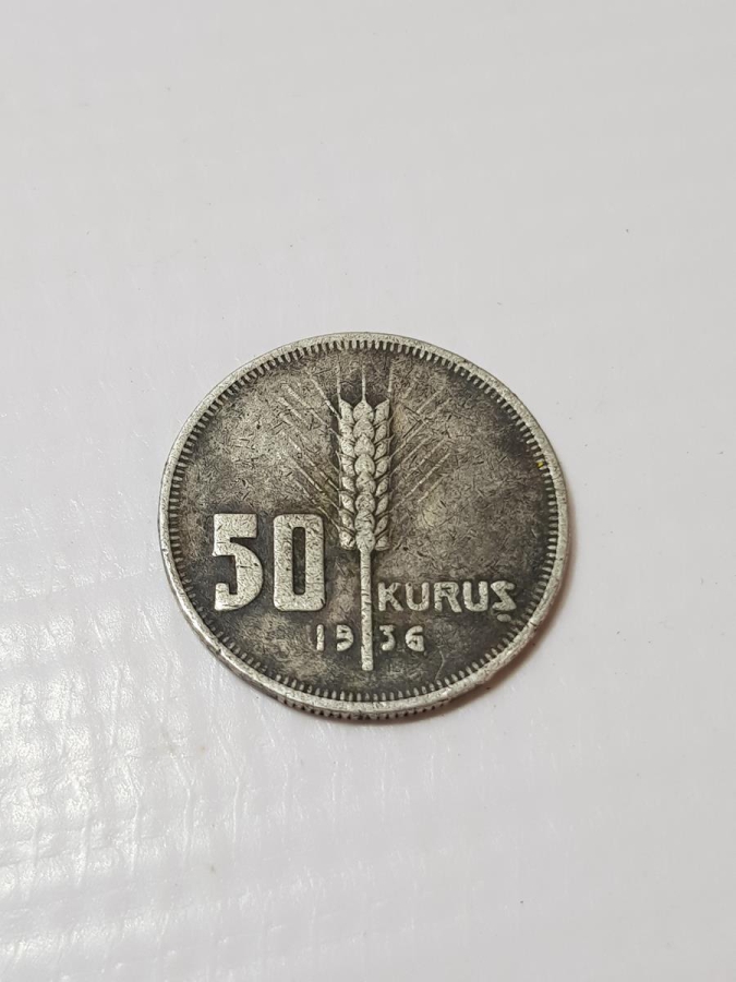 1936 TARİHLİ GÜMÜŞ 50 KURUŞ