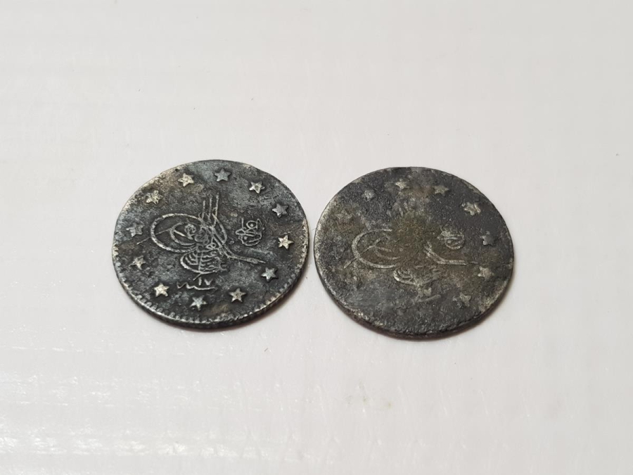 SULTAN II. ABDÜLHAMİD DÖNEMİ İKİ ADET 1 KURUŞ MECİDİYE GÜMÜŞ PARA