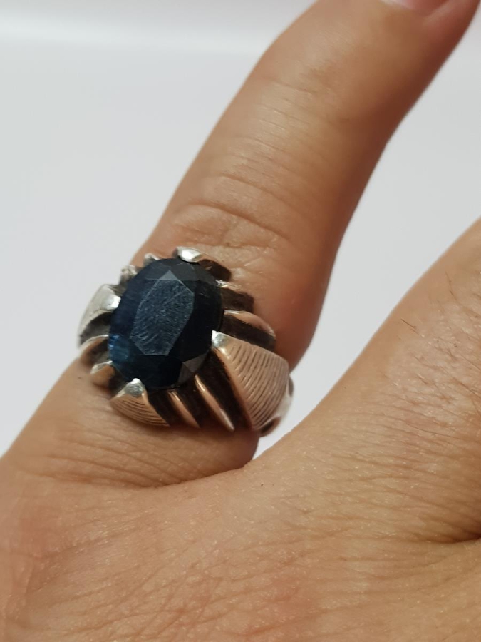 SAFİR TAŞLI GÜMÜŞ YÜZÜK