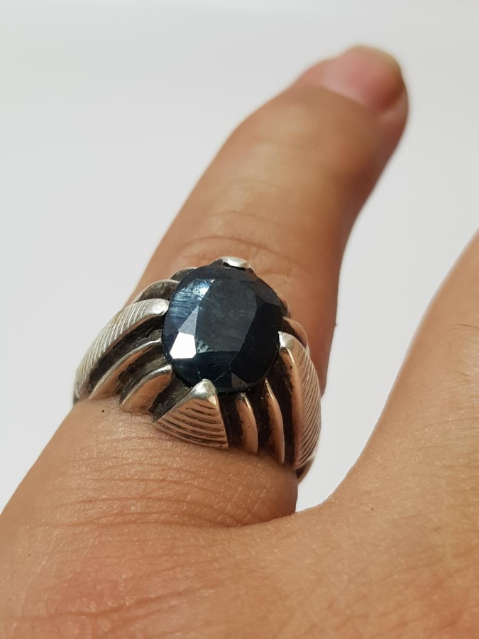 SAFİR TAŞLI GÜMÜŞ YÜZÜK