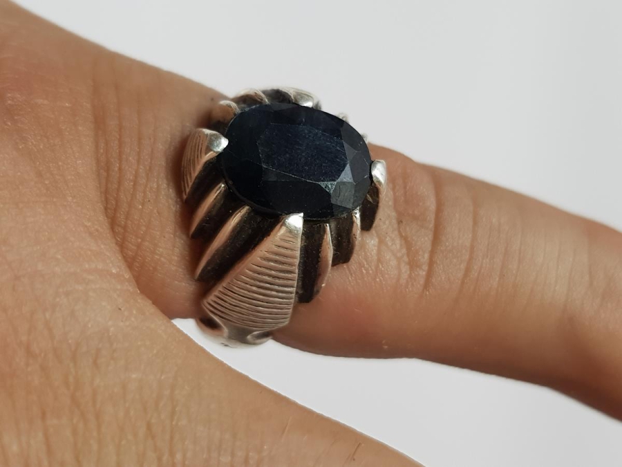 SAFİR TAŞLI GÜMÜŞ YÜZÜK