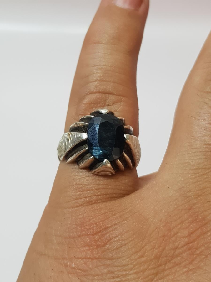 SAFİR TAŞLI GÜMÜŞ YÜZÜK