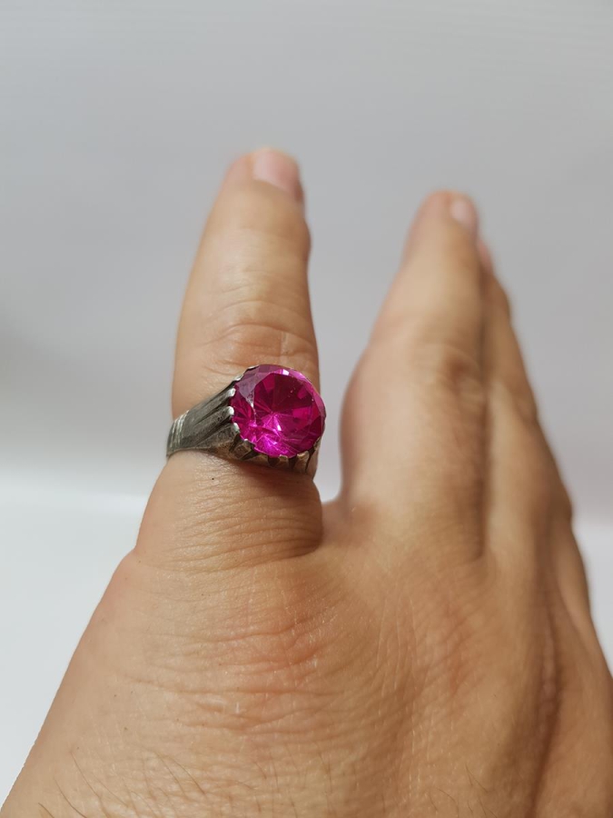 OSMANLI DÖNEMİ YAKUT TAŞLI GÜMÜŞ YÜZÜK