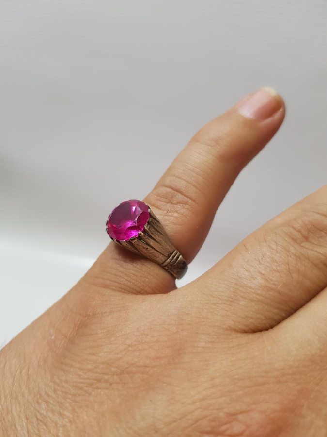 OSMANLI DÖNEMİ YAKUT TAŞLI GÜMÜŞ YÜZÜK