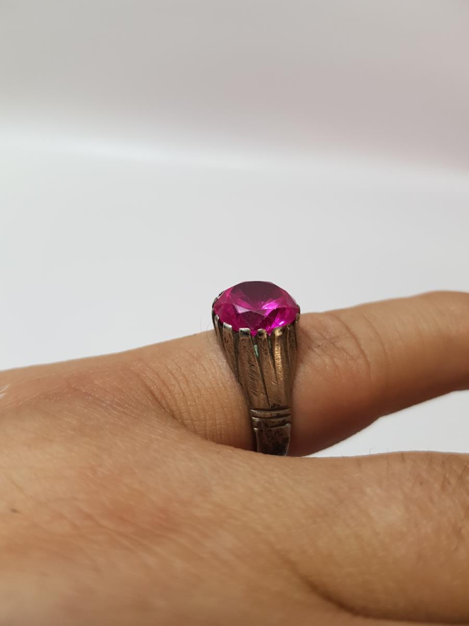 OSMANLI DÖNEMİ YAKUT TAŞLI GÜMÜŞ YÜZÜK