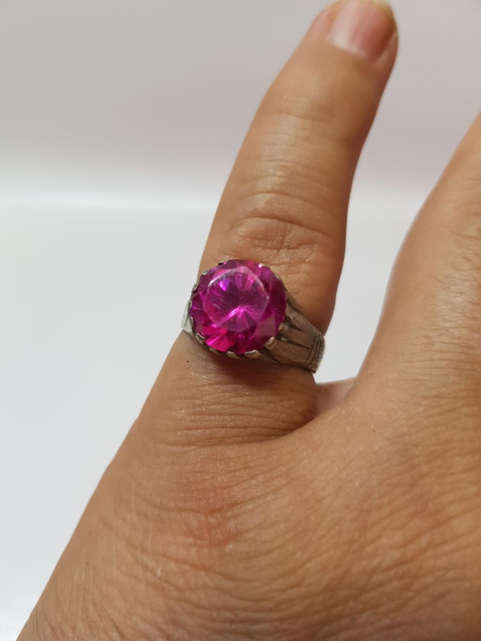 OSMANLI DÖNEMİ YAKUT TAŞLI GÜMÜŞ YÜZÜK