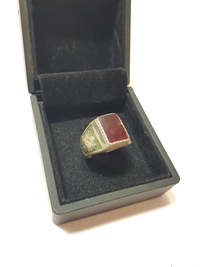 OSMANLI DEVLET ARMALI VE TUĞRALI AKİK TAŞLI GÜMÜŞ YÜZÜK