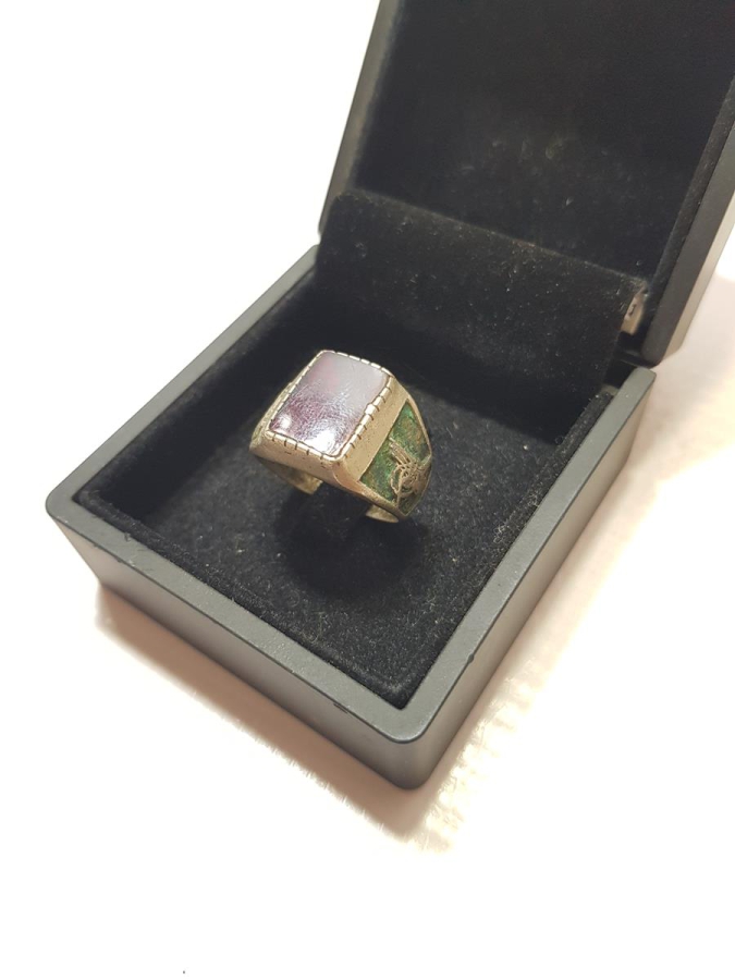 OSMANLI DEVLET ARMALI VE TUĞRALI AKİK TAŞLI GÜMÜŞ YÜZÜK