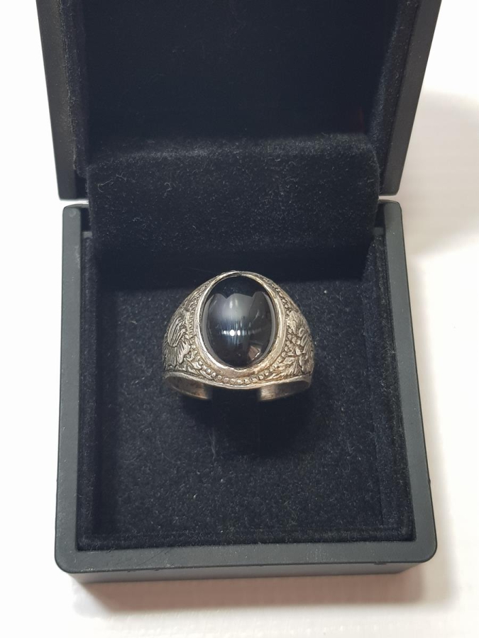 OSMANLI DÖNEMİ ÜZERİ İŞLEMELİ OLTU TAŞLI GÜMÜŞ YÜZÜK