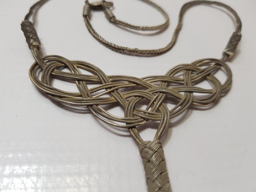 TRABZON İŞİ HASIR ÖRME KAZAZİYE GÜMÜŞ GERDANLIK