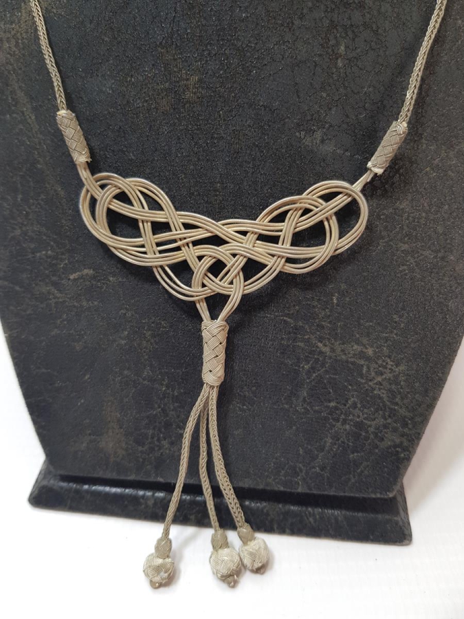 TRABZON İŞİ HASIR ÖRME KAZAZİYE GÜMÜŞ GERDANLIK