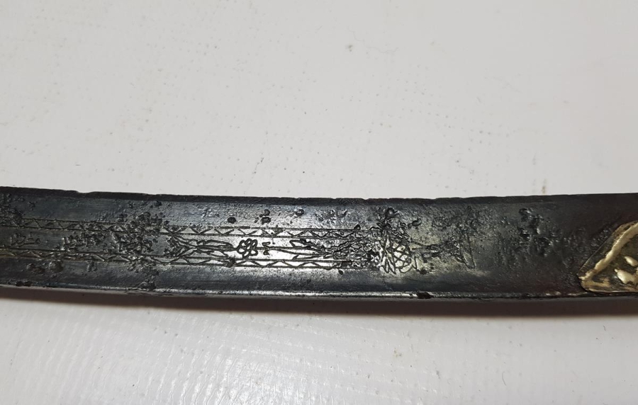 OSMANLI DÖNEMİ HER İKİ TARAFI BOYDAN BOYA YAZILI YATAĞAN KILIÇ