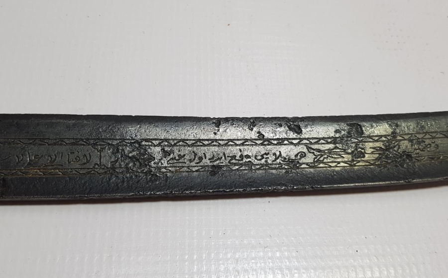 OSMANLI DÖNEMİ HER İKİ TARAFI BOYDAN BOYA YAZILI YATAĞAN KILIÇ