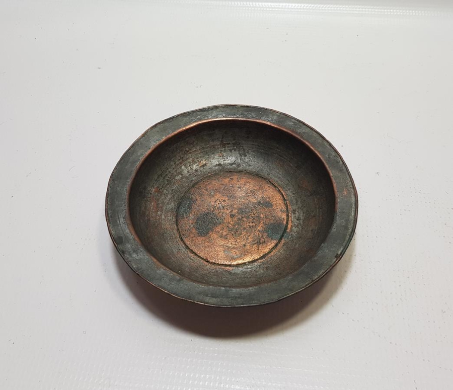 OSMANLI DÖNEMİ RUMCA İNSİYALLİ BAKIR TABAK