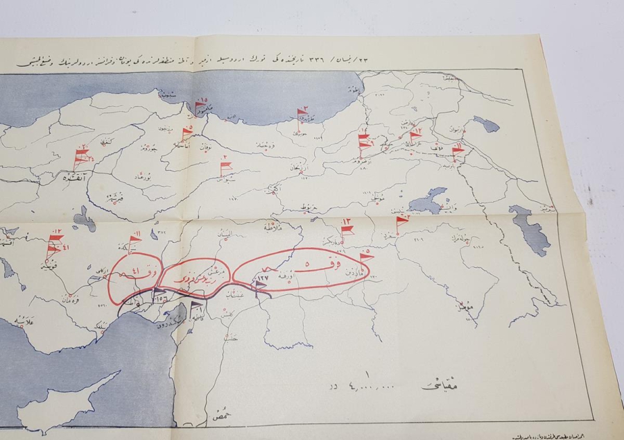 MİLLİ MÜCADELE DÖNEMİ ANADOLUNUN İŞGALDEN KURTULMASI KONULU NADİR OSMANLICA HARİTA