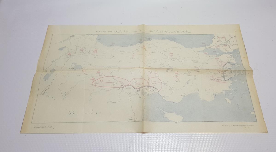 MİLLİ MÜCADELE DÖNEMİ ANADOLUNUN İŞGALDEN KURTULMASI KONULU NADİR OSMANLICA HARİTA