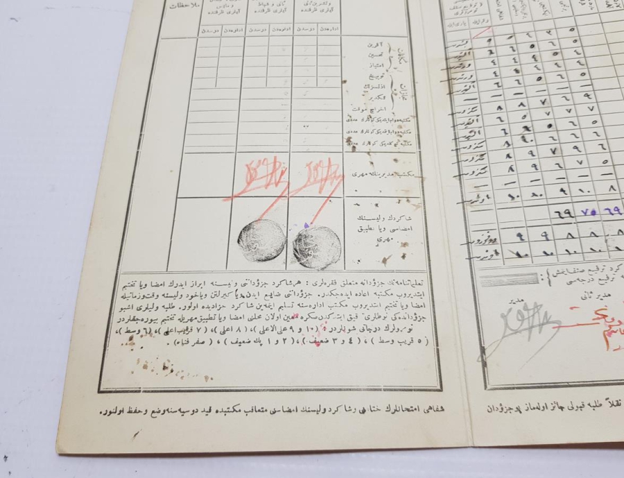 OSMANLI DÖNEMİ KADIKÖY MEKTEBİ SULTANİ ÖĞRENCİ KARNESİ