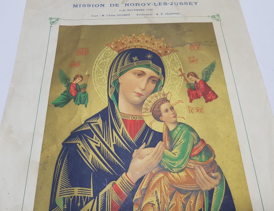 1927 TARİHLİ HIRİSTİYAN DİNİ AZİZE VE MELEKLER TEMALI DUVAR PANOSU