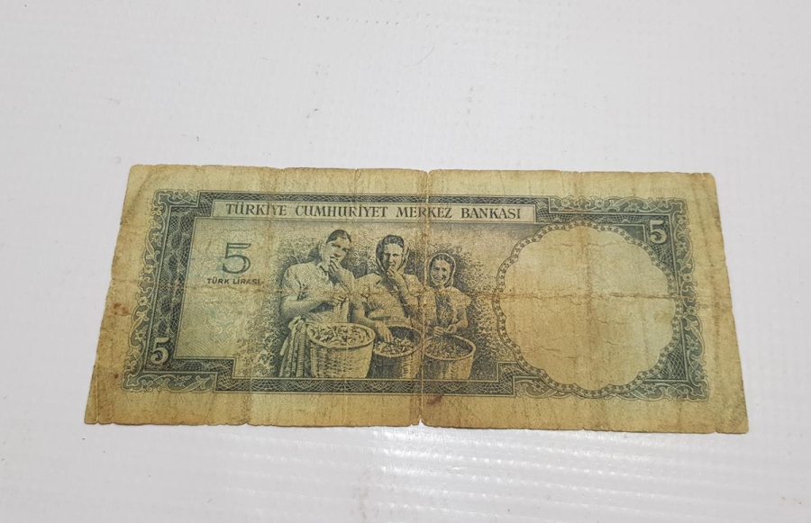 FINDIK TOPLAYAN KIZLAR RESİMLİ NADİR 5 LİRA KAĞIT PARA