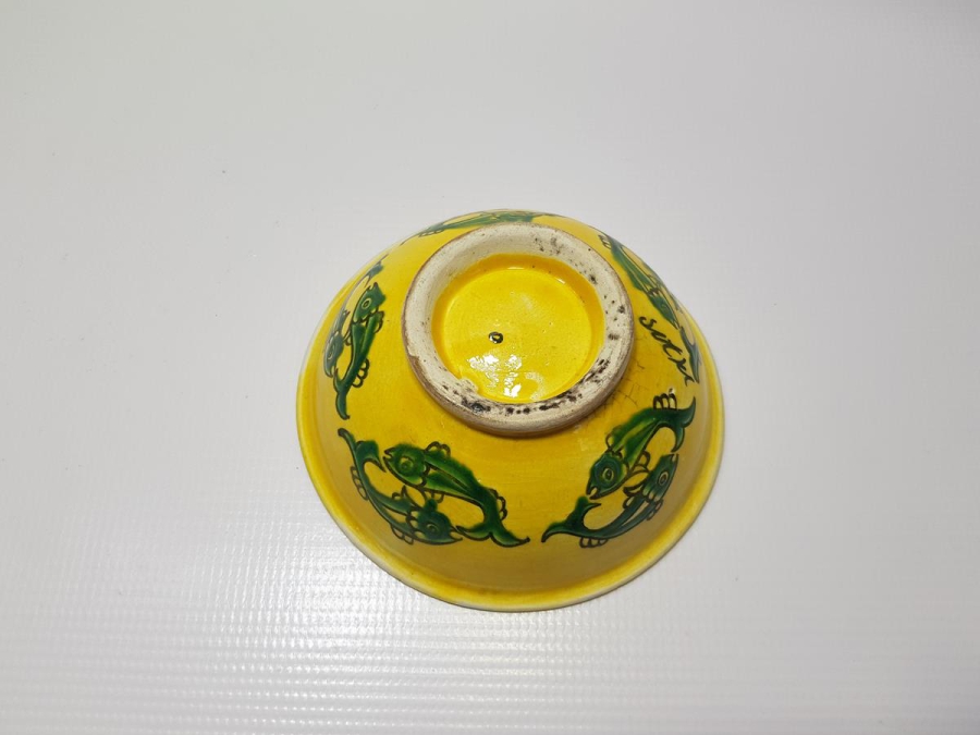 ÖZEL YAPIM, SITKI USTA İMZALI BALIKLI KÜTAHYA SERAMİK KASE