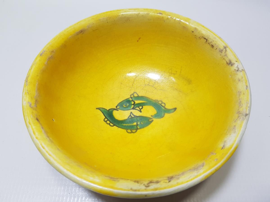 ÖZEL YAPIM, SITKI USTA İMZALI BALIKLI KÜTAHYA SERAMİK KASE