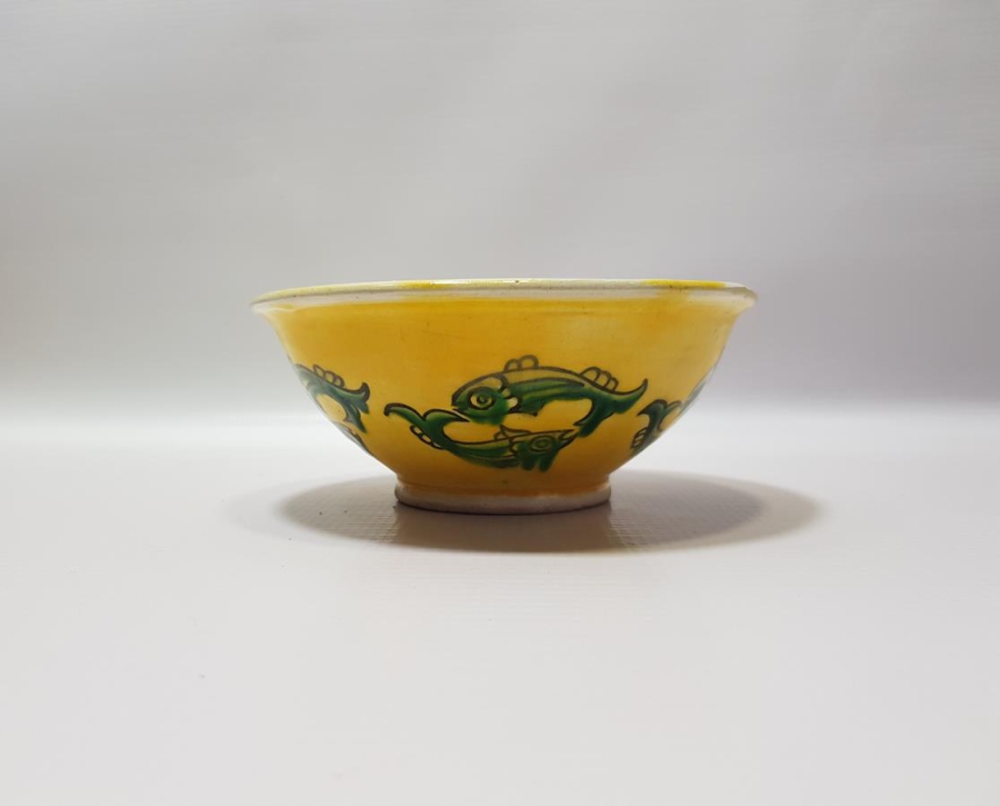 ÖZEL YAPIM, SITKI USTA İMZALI BALIKLI KÜTAHYA SERAMİK KASE