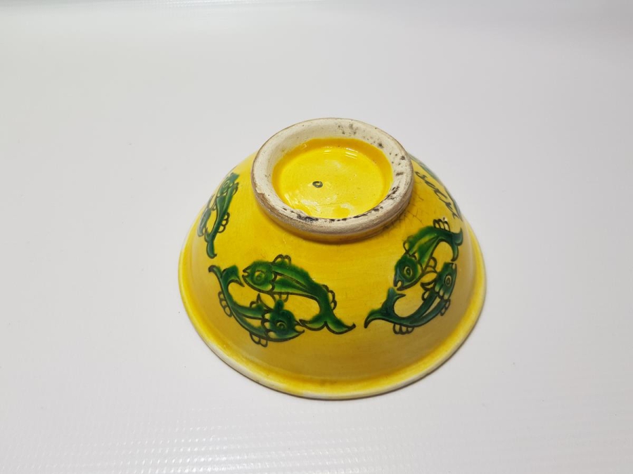 ÖZEL YAPIM, SITKI USTA İMZALI BALIKLI KÜTAHYA SERAMİK KASE