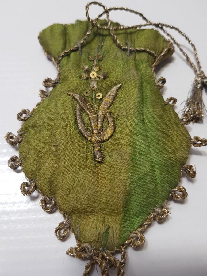 OSMANLI DÖNEMİ ALTIN SIRMA İŞLEMELİ AKÇE KESESİ