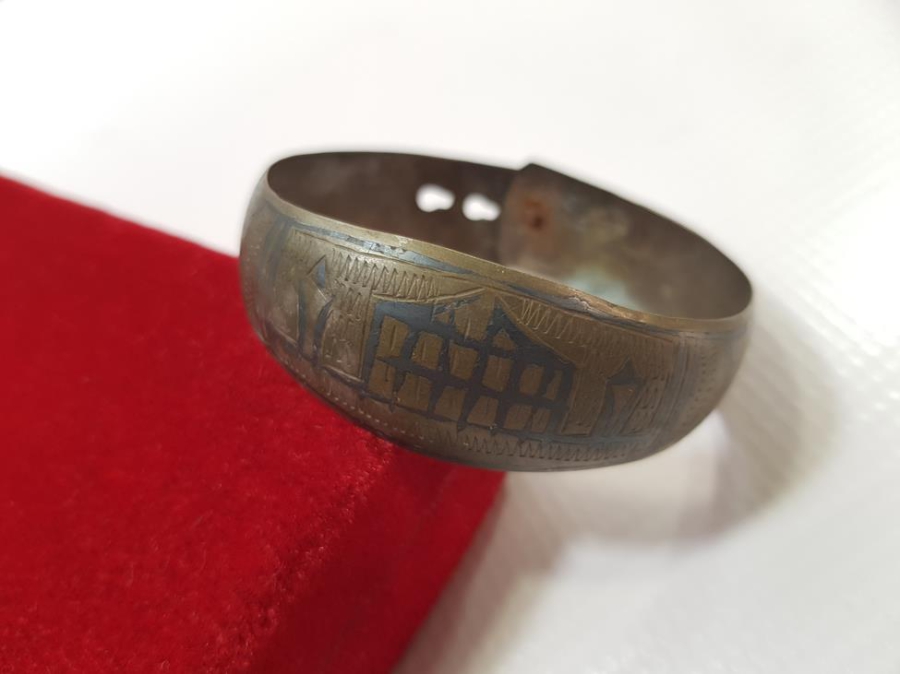 OSMANLI DÖNEMİ SAVATLI CAMİ RESİMLİ GÜMÜŞ BİLEZİK