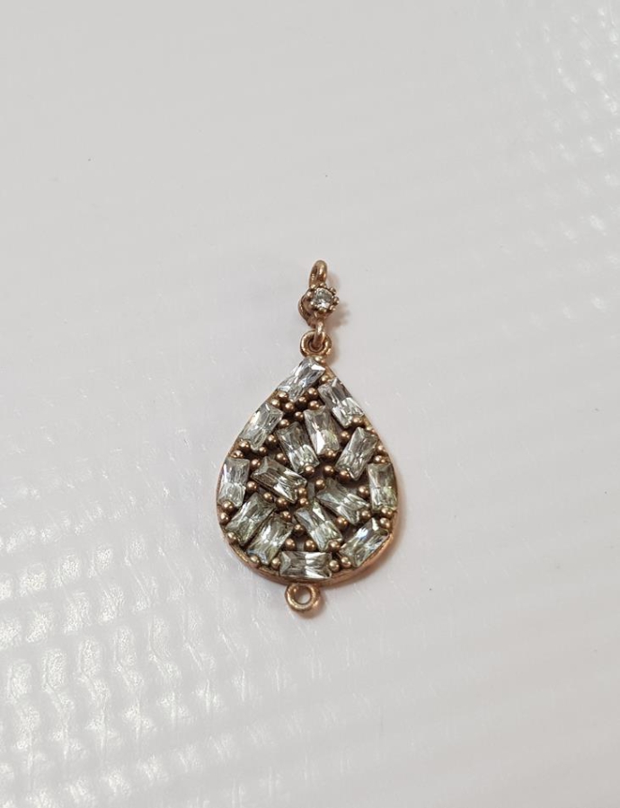 ÜZERİ ZİRKON TAŞLARLA SÜSLÜ GÜMÜŞ KOLYE UCU