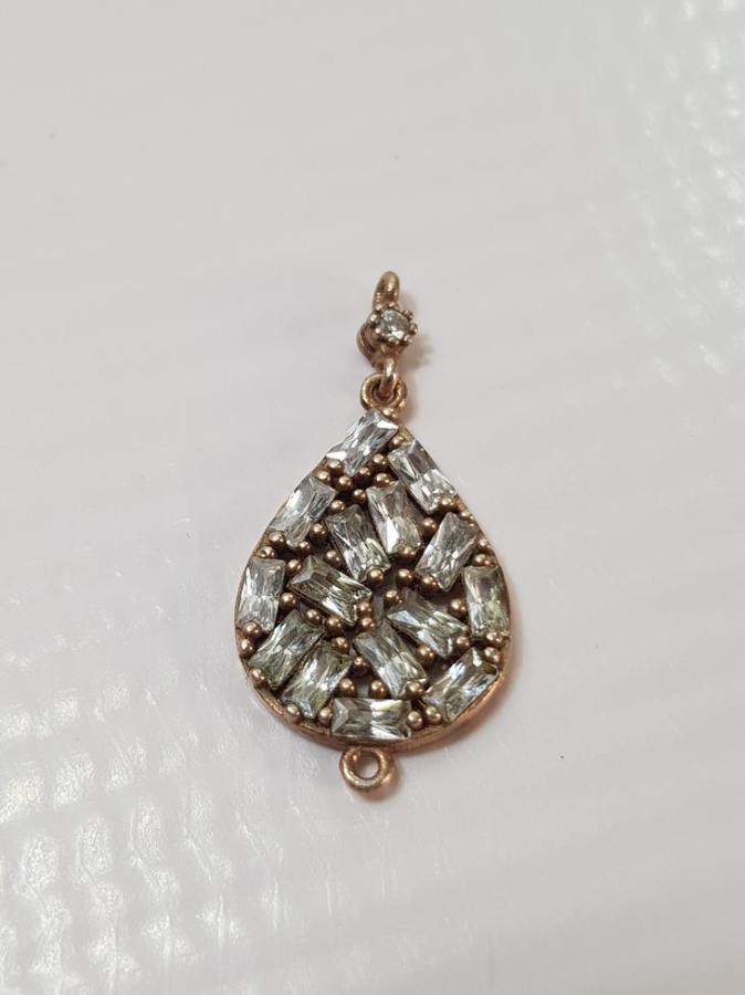 ÜZERİ ZİRKON TAŞLARLA SÜSLÜ GÜMÜŞ KOLYE UCU