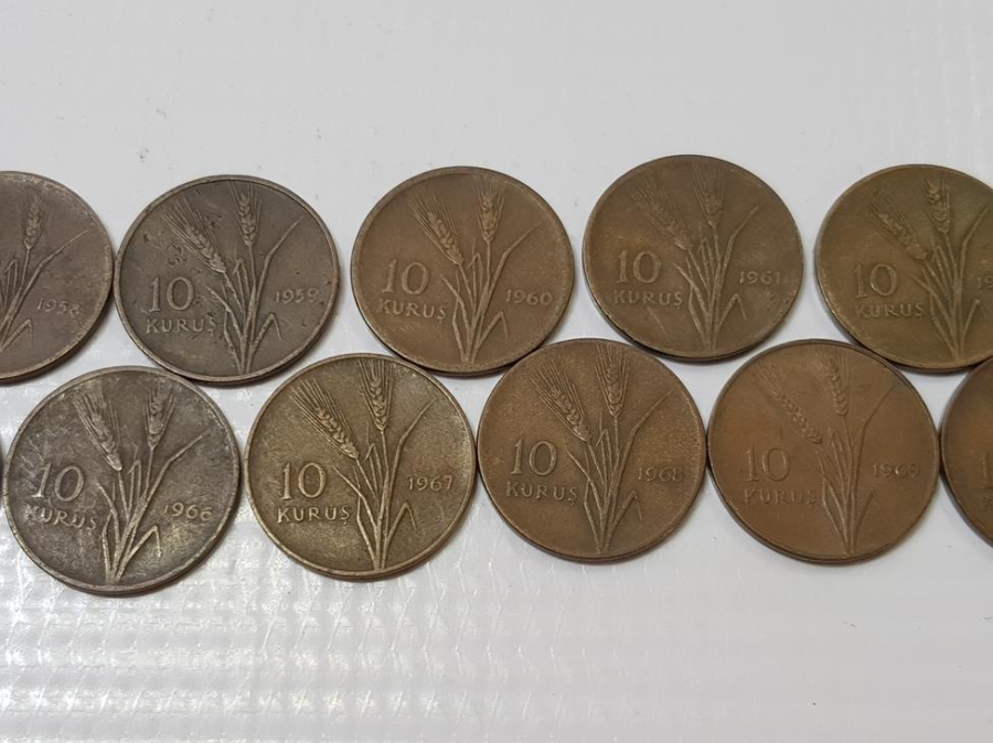 1958-1972 ARASI FULL SERİ 10 KURUŞ LOTU
