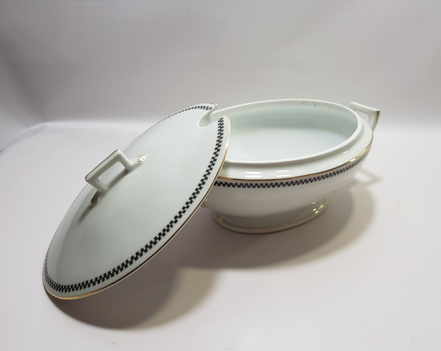 DEV BOYDA ARKASI OSMANLICA YAZILI PORSELEN KAPAKLI ÇORBALIK