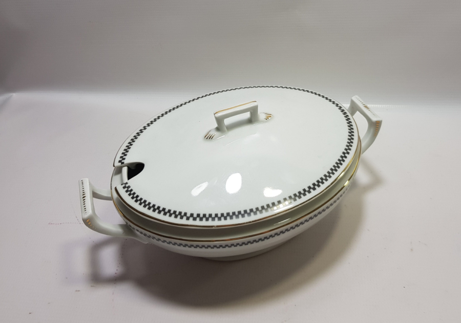 DEV BOYDA ARKASI OSMANLICA YAZILI PORSELEN KAPAKLI ÇORBALIK