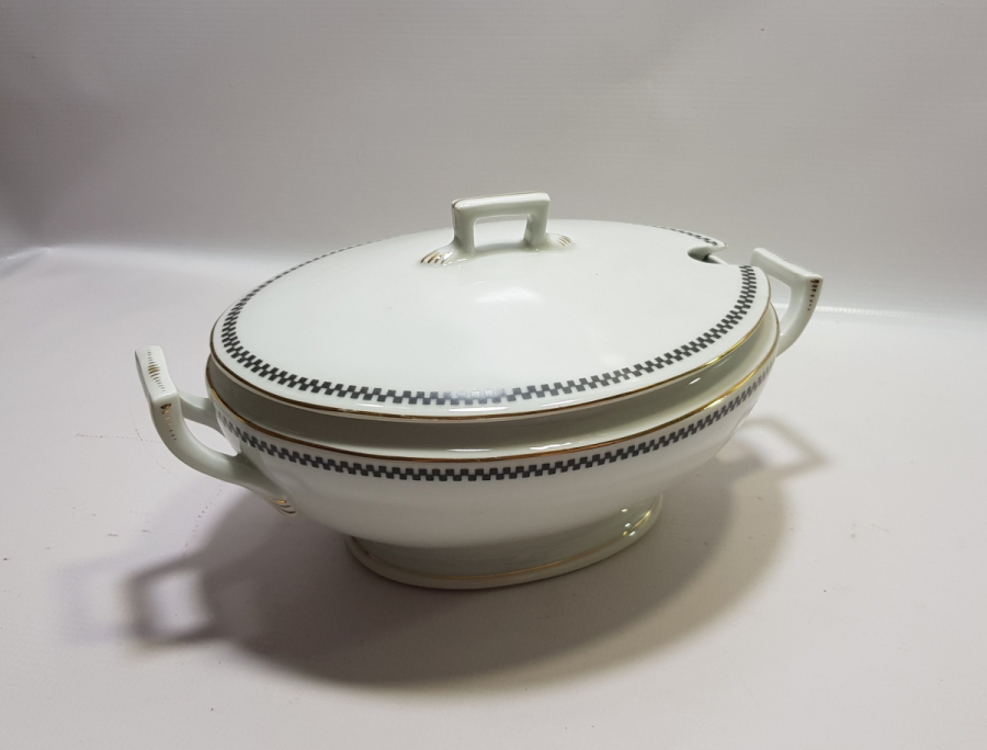 DEV BOYDA ARKASI OSMANLICA YAZILI PORSELEN KAPAKLI ÇORBALIK