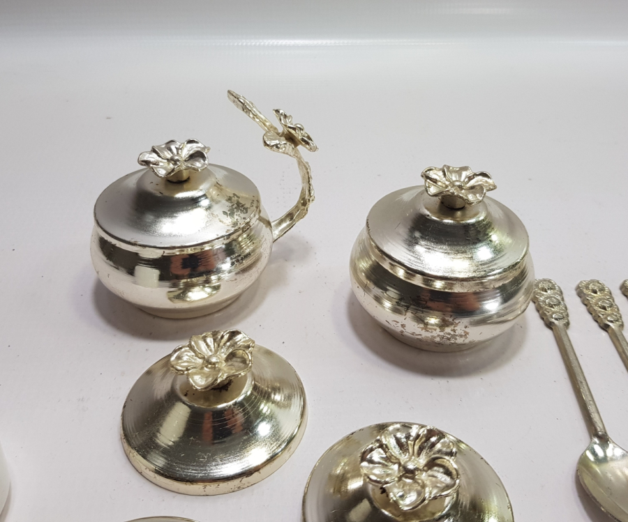 GÜMÜŞ KAPLAMA ANTİKA ÇAY TAKIMI