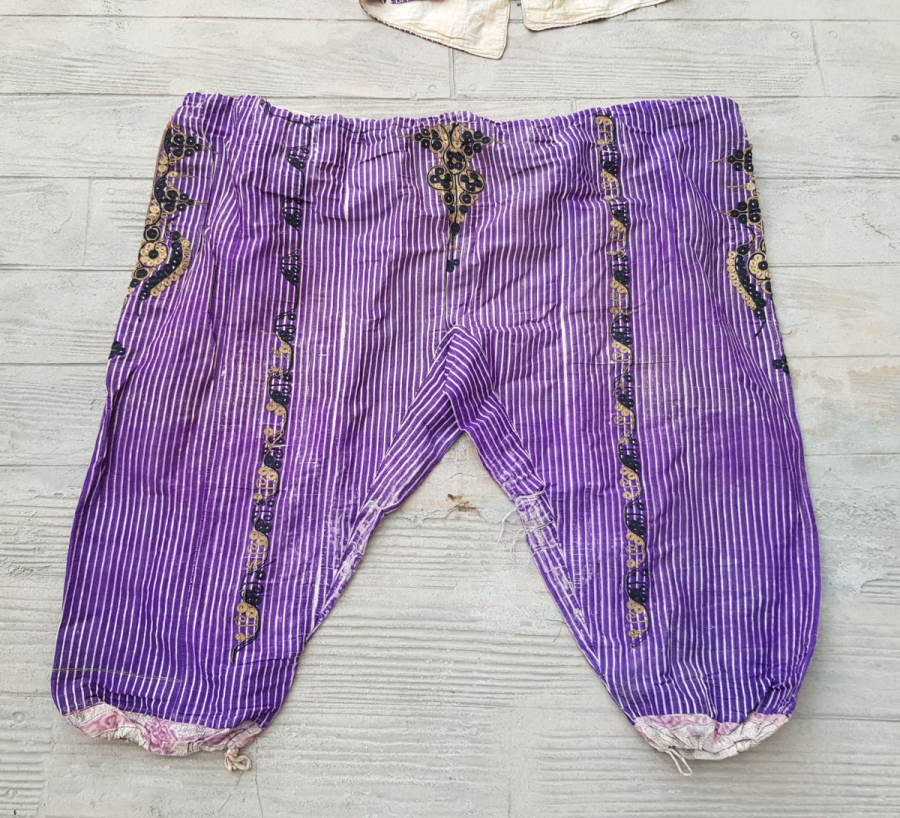 OSMANLI DÖNEMİ ÜZERİ SIRMA VE İPEK İBRİŞİMLİ ŞALVAR CEPKEN TAKIMI