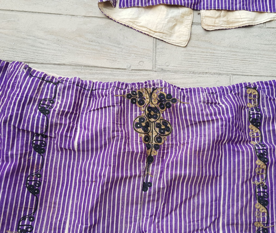 OSMANLI DÖNEMİ ÜZERİ SIRMA VE İPEK İBRİŞİMLİ ŞALVAR CEPKEN TAKIMI