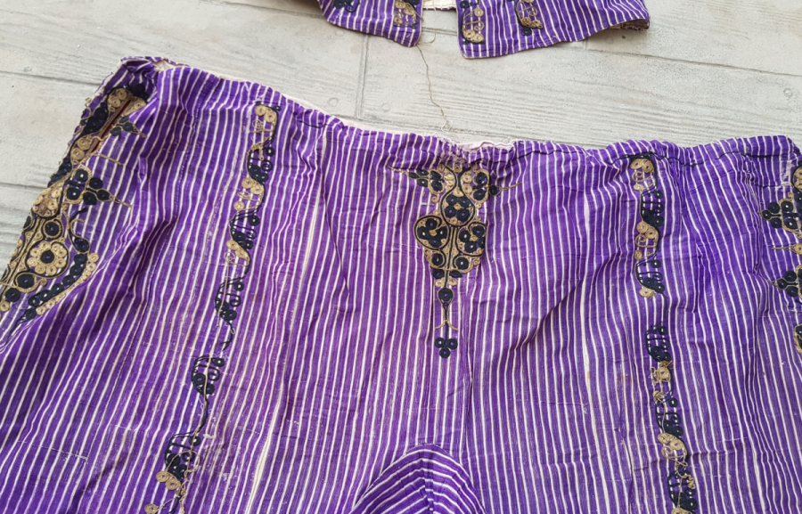 OSMANLI DÖNEMİ ÜZERİ SIRMA VE İPEK İBRİŞİMLİ ŞALVAR CEPKEN TAKIMI