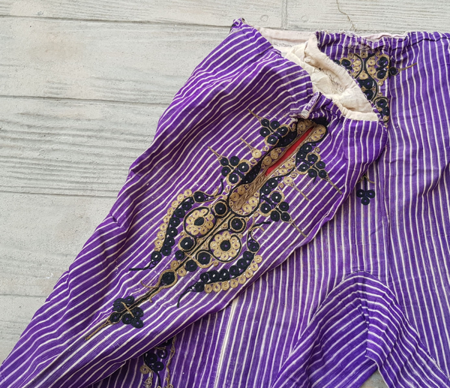 OSMANLI DÖNEMİ ÜZERİ SIRMA VE İPEK İBRİŞİMLİ ŞALVAR CEPKEN TAKIMI