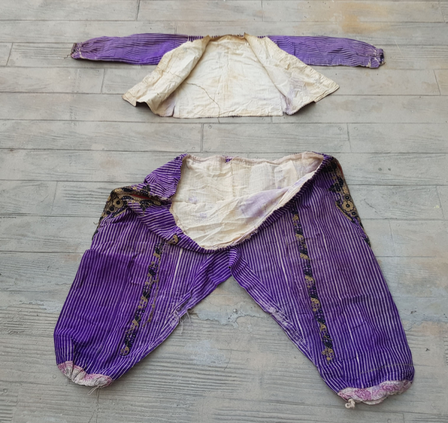 OSMANLI DÖNEMİ ÜZERİ SIRMA VE İPEK İBRİŞİMLİ ŞALVAR CEPKEN TAKIMI