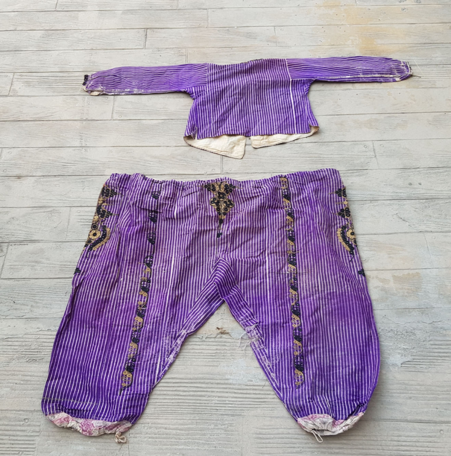 OSMANLI DÖNEMİ ÜZERİ SIRMA VE İPEK İBRİŞİMLİ ŞALVAR CEPKEN TAKIMI