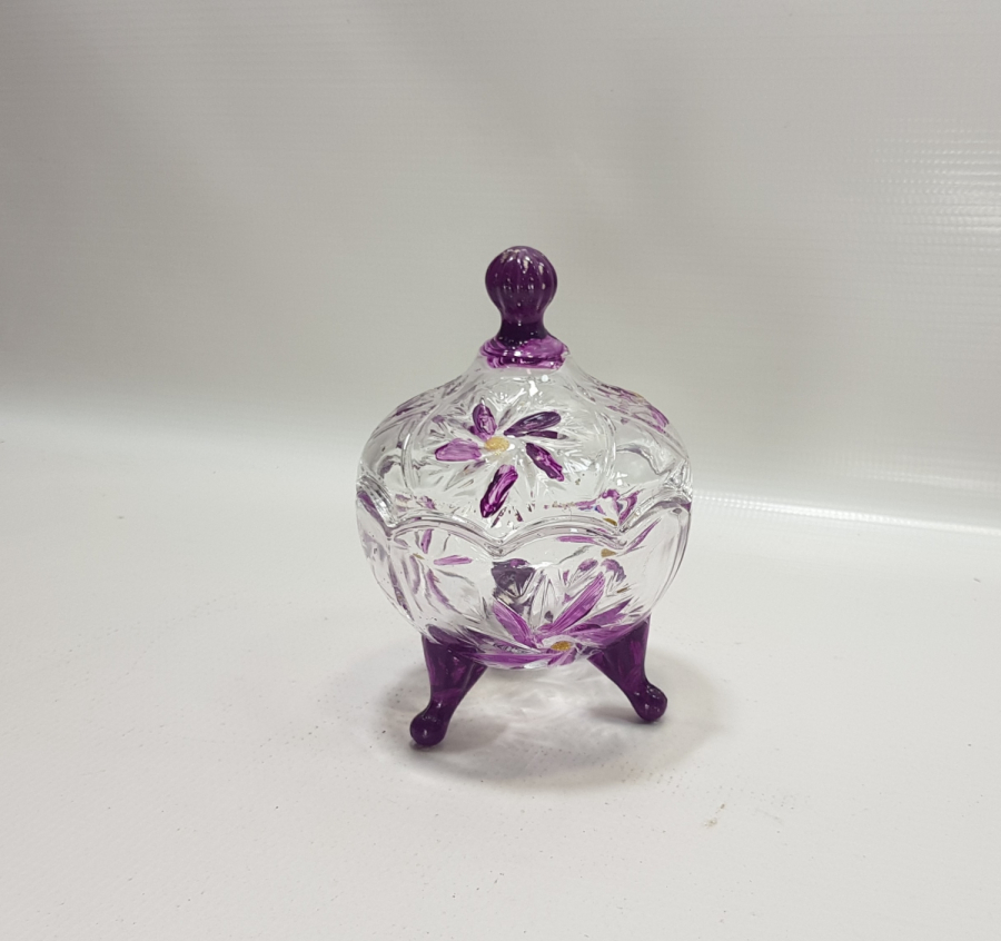 OSMANLI DÖNEMİ KRİSTAL KESME İŞÇİLİKLİ VE EL BOYAMA NADİR KAPAKLI MACUNLUK