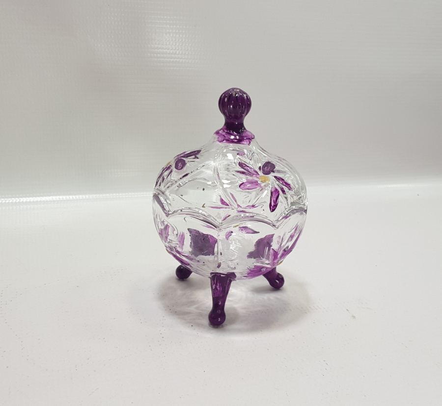 OSMANLI DÖNEMİ KRİSTAL KESME İŞÇİLİKLİ VE EL BOYAMA NADİR KAPAKLI MACUNLUK