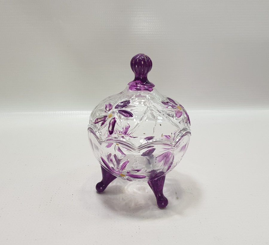 OSMANLI DÖNEMİ KRİSTAL KESME İŞÇİLİKLİ VE EL BOYAMA NADİR KAPAKLI MACUNLUK