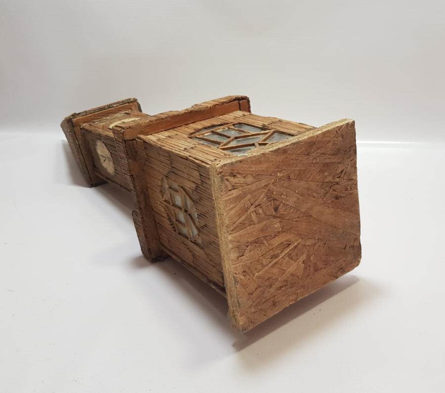 OSMANLI DÖNEMİ SAAT KULESİ FORMUNDA YAPILMIŞ EL YAPIMI BÜYÜK BOY AHŞAP MASA ÜSTÜ OBJESİ