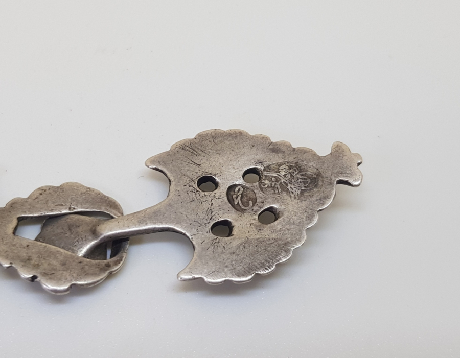 ÜZERİ TUĞRALI OSMANLI DÖNEMİ NADİR GÜMÜŞ GELİN CEPKENİ DÜĞMESİ