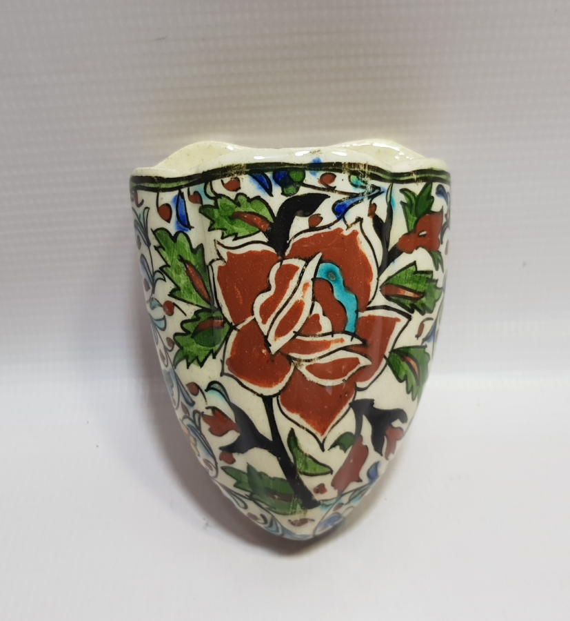 OSMANLI DÖNEMİ KÜTAHYA İŞİ ÇOK NADİR EL BOYAMA MERDİVEN ALTI KARANFİL SAKSISI