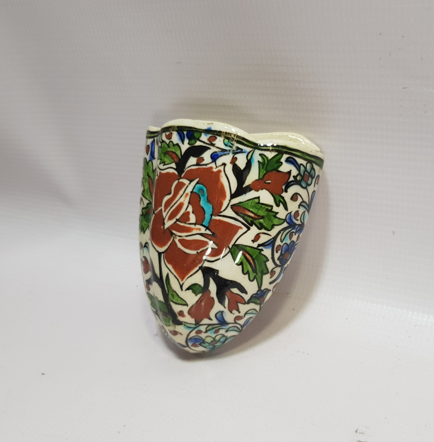 OSMANLI DÖNEMİ KÜTAHYA İŞİ ÇOK NADİR EL BOYAMA MERDİVEN ALTI KARANFİL SAKSISI